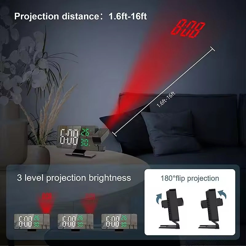 Home LED Projection Alarm Clock