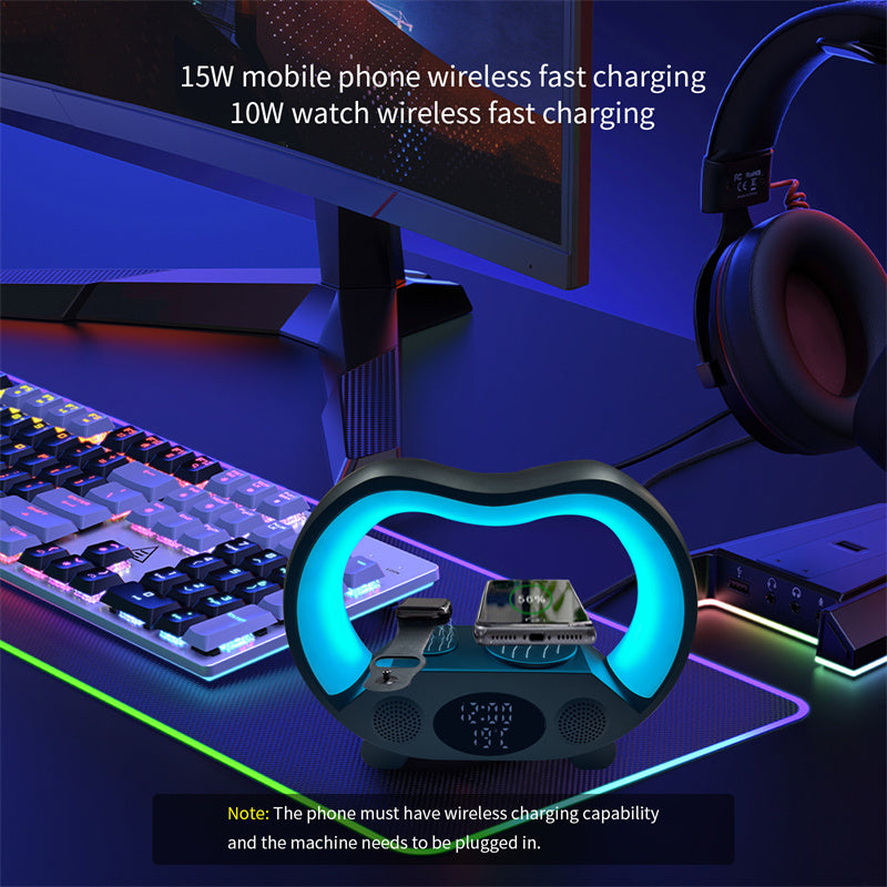 Smart LED Lamp with Wireless Charging & BT Speaker