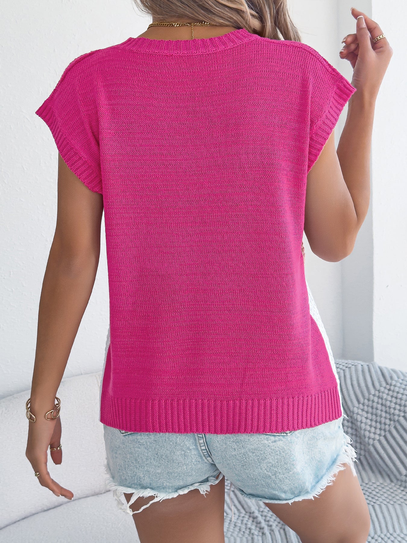 Batwing Sleeve Cable Knit Top