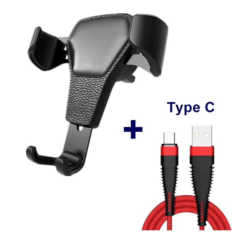 Leather Grain Gravity Mobile Phone Car Holder