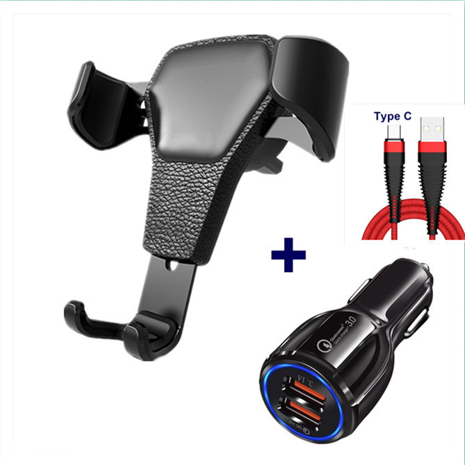 Leather Grain Gravity Mobile Phone Car Holder