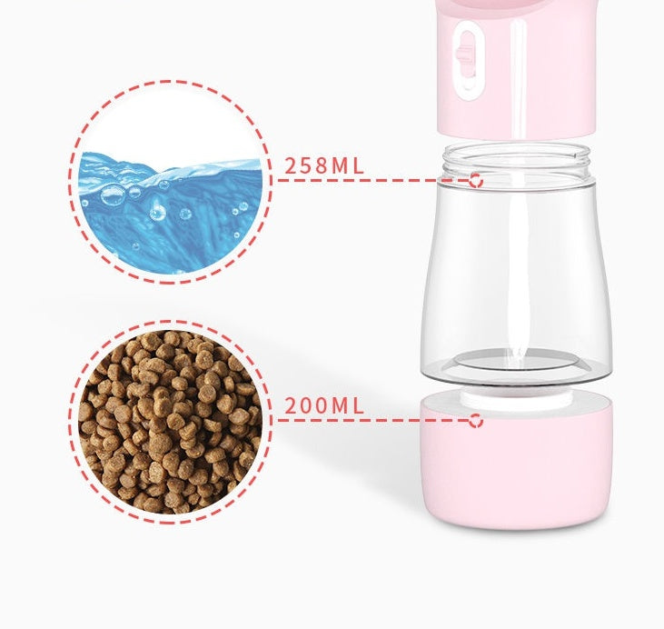 Portable Pet Water Bottle with Food Container