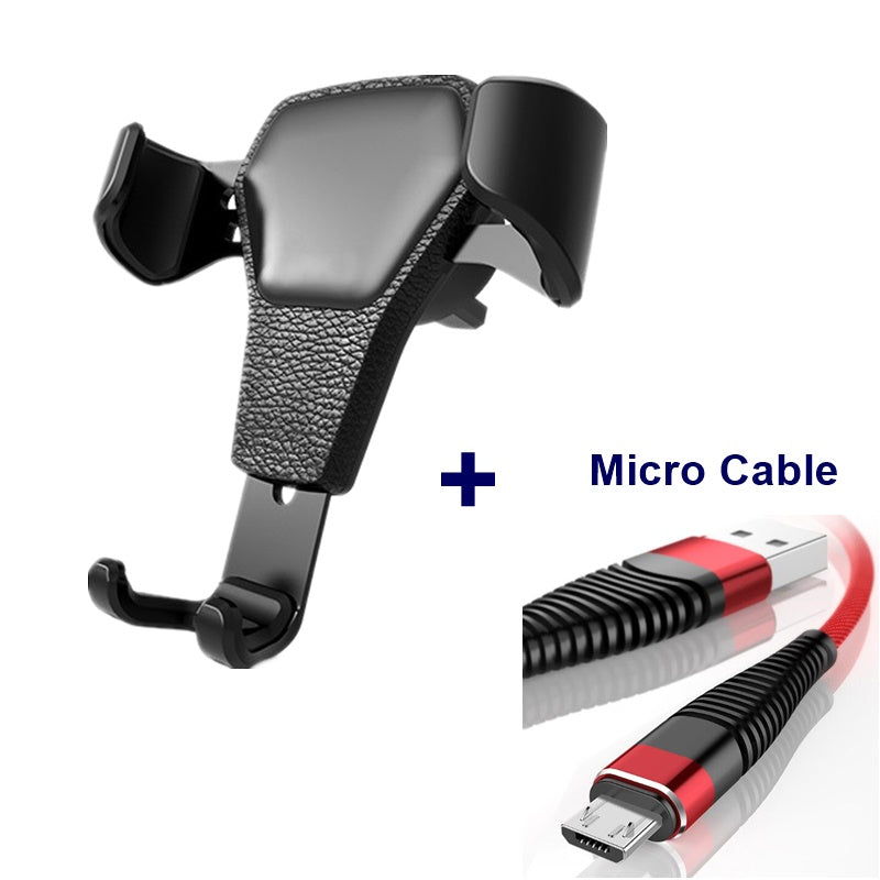 Leather Grain Gravity Mobile Phone Car Holder