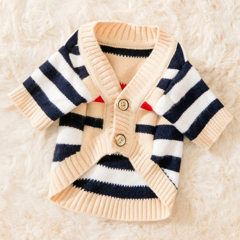 Dog Striped Knitted Sweater