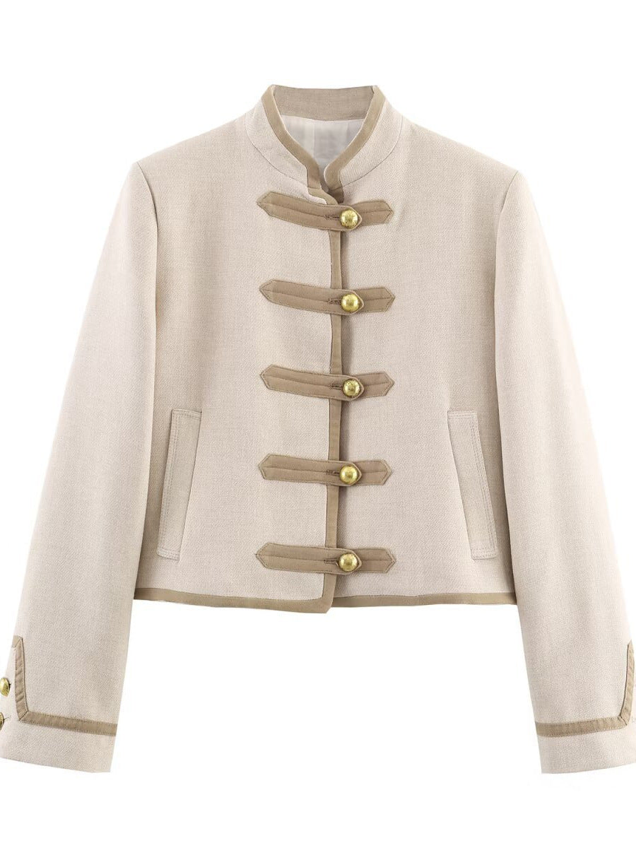 Chic Buttoned Style Rope Knot Jacket