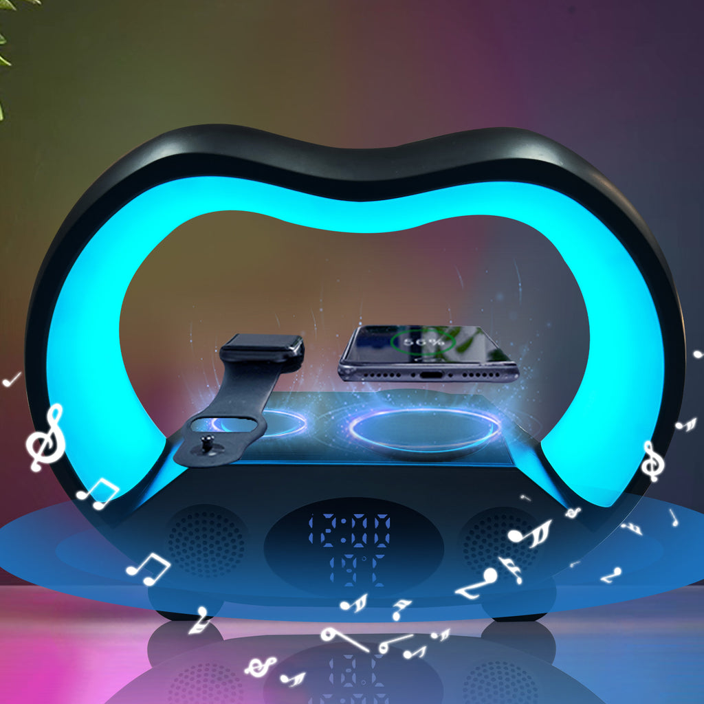 Smart LED Lamp with Wireless Charging & BT Speaker