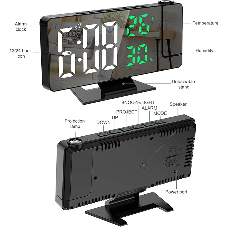 Home LED Projection Alarm Clock