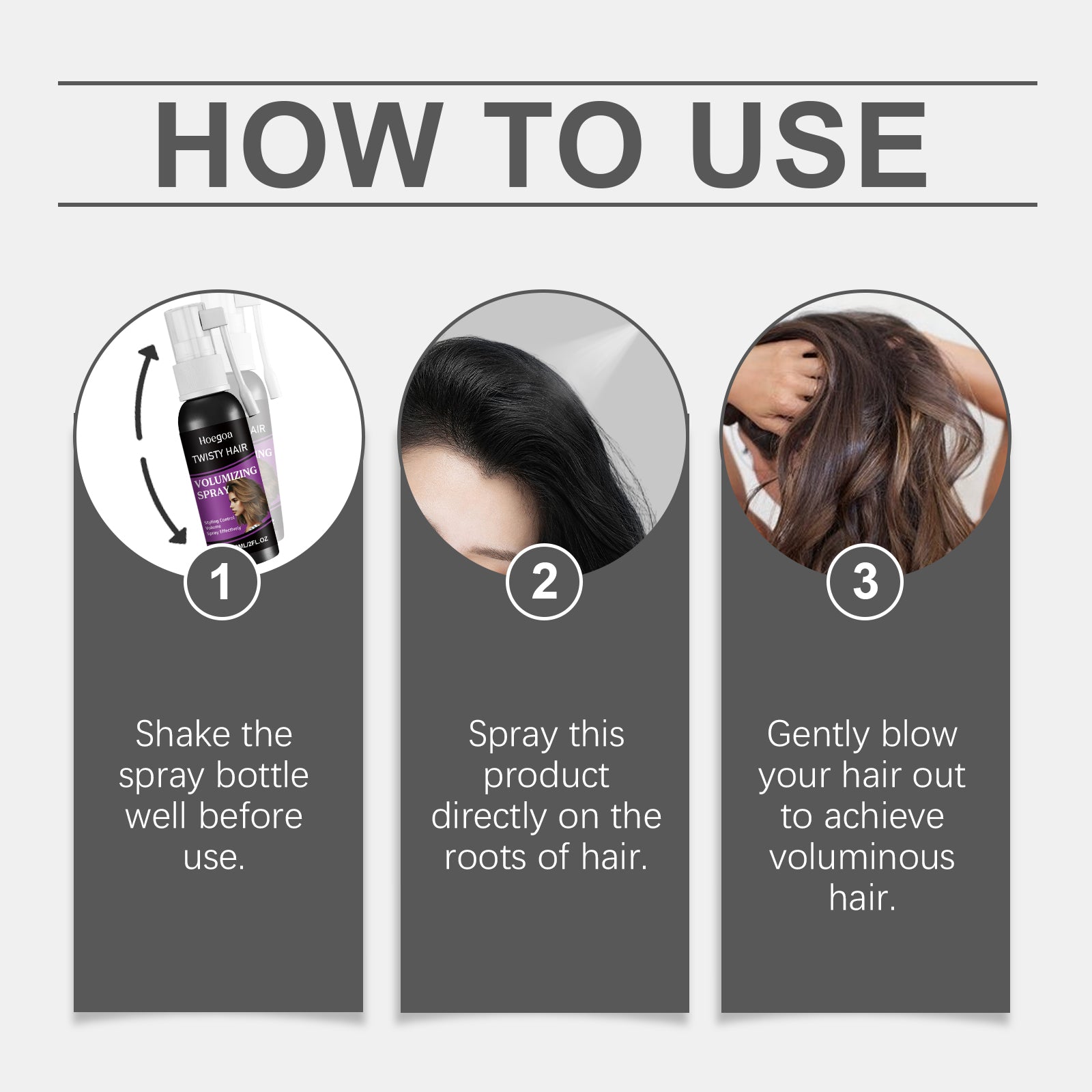 Hoegoa Hair Volumizing Spray – Lightweight No-Rinse Oil Control & Root Lift for Fine, Flat Hair (60ml)