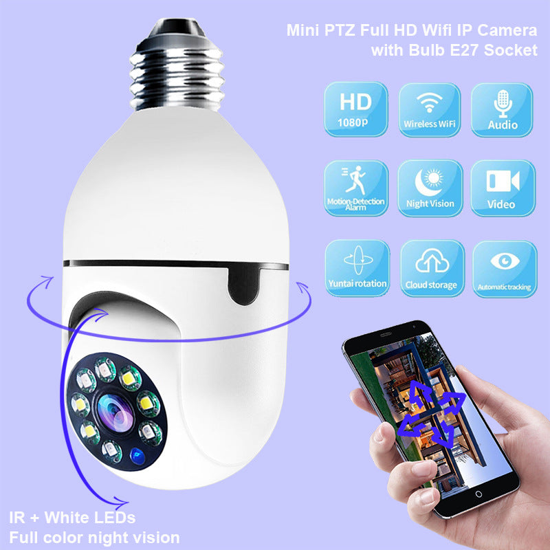 E27 WiFi Bulb 1080P Camera with Motion Alarm & Night Vision