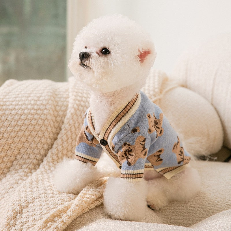 Dog Striped Knitted Sweater