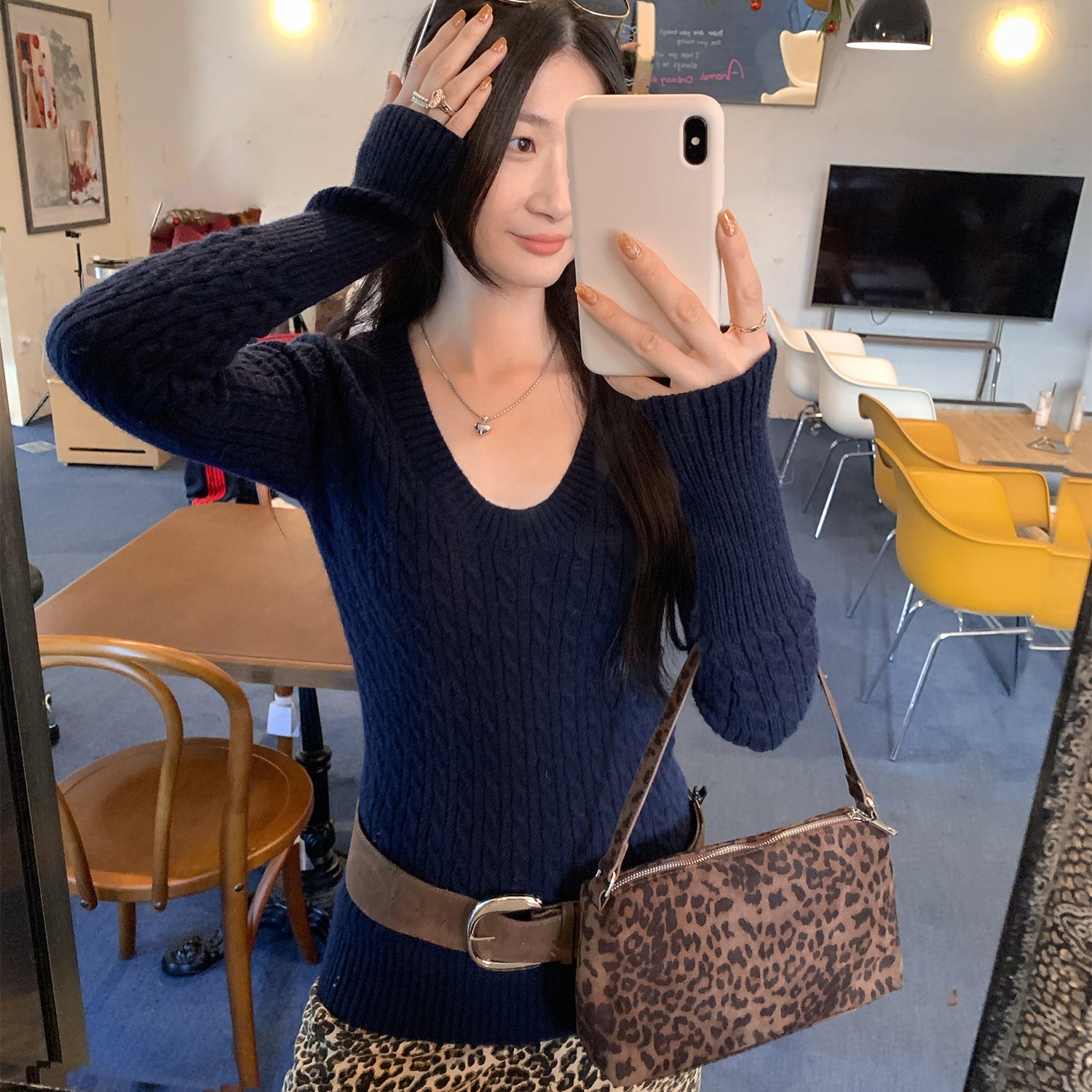 Gray Cable Knit Sweater