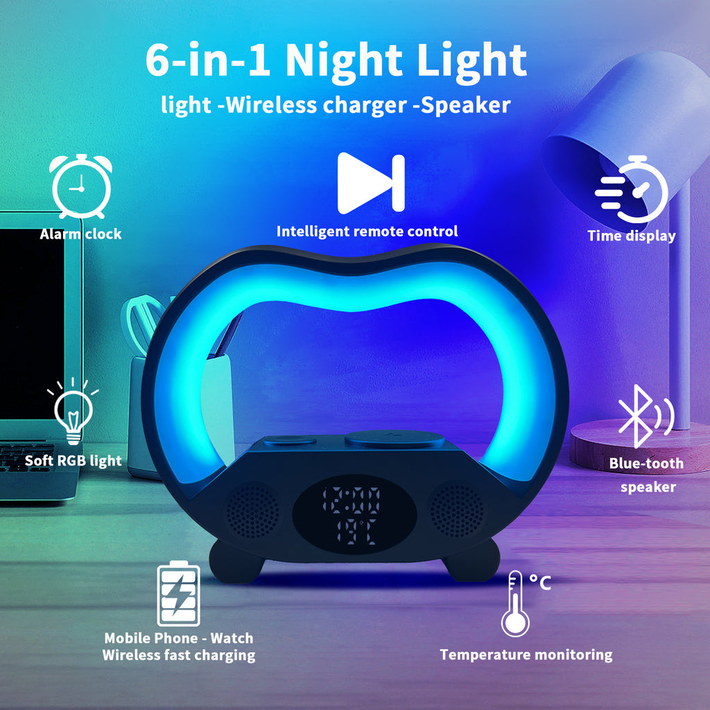 Smart LED Lamp with Wireless Charging & BT Speaker