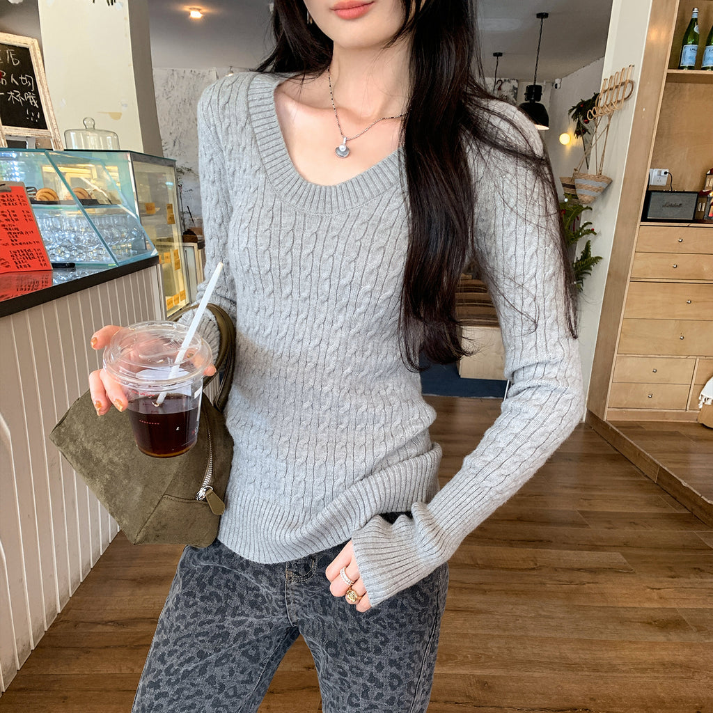 Gray Cable Knit Sweater
