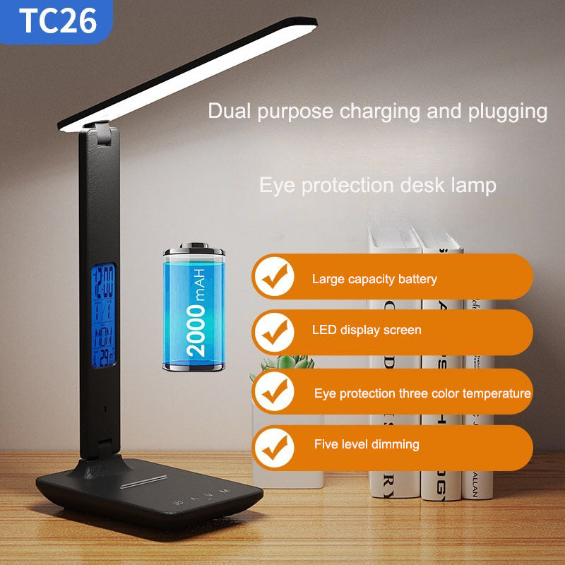T26 Folding Alarm Clock Adjustable Desk Lamp