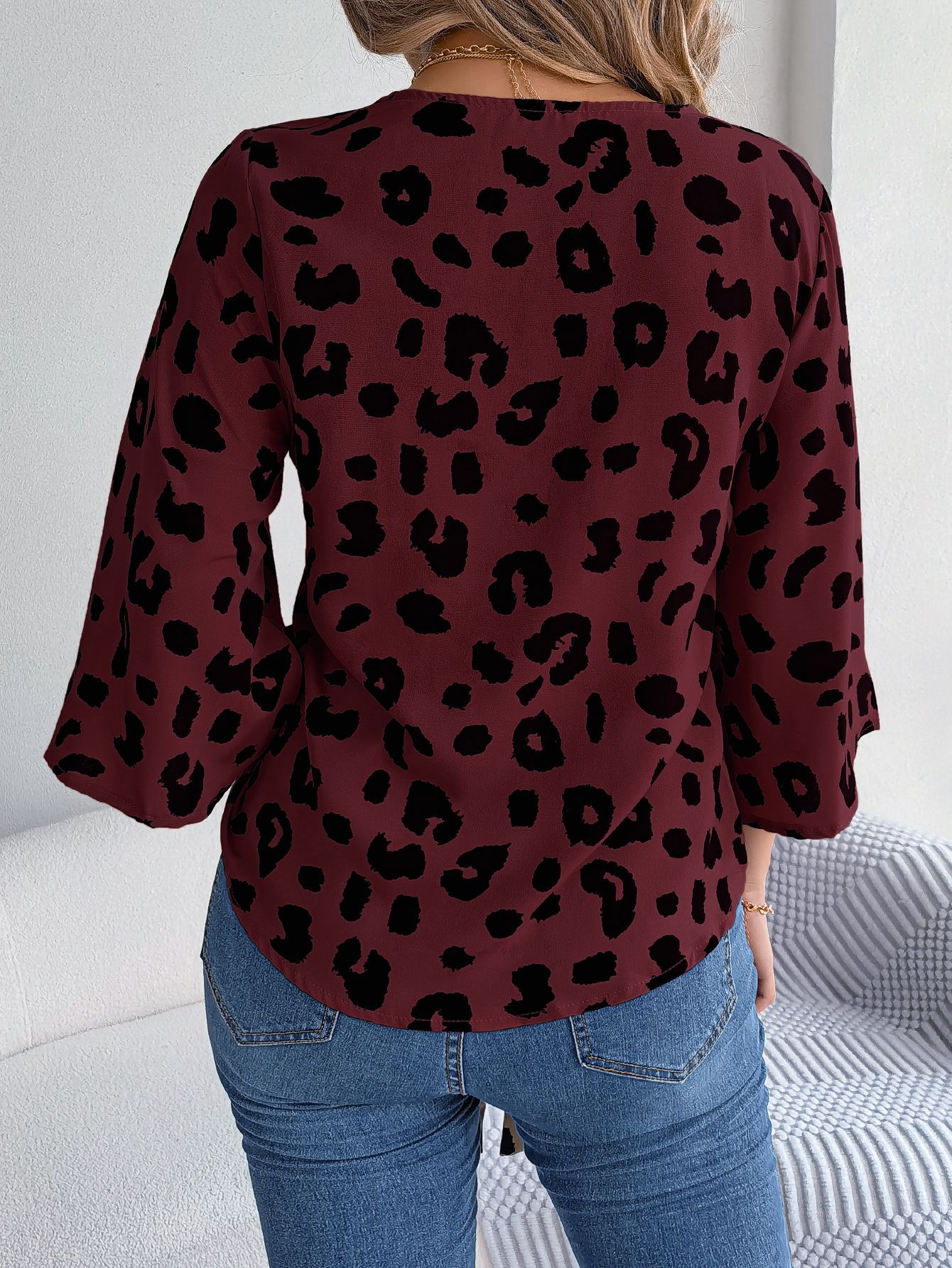 Leopard Print Chiffon Blouse
