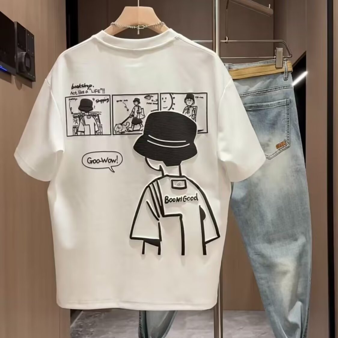 Cartoon Print Cotton T-Shirt