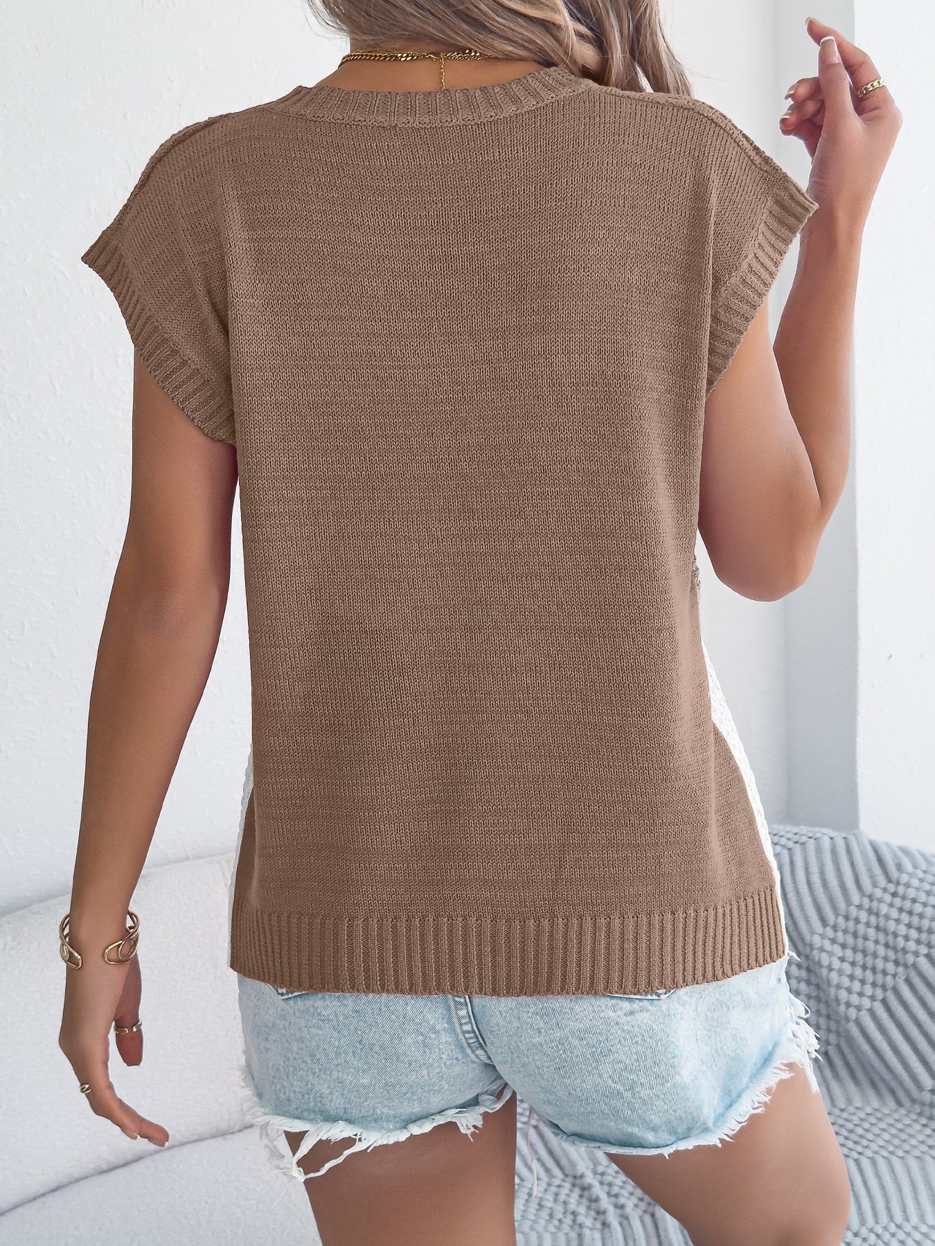 Batwing Sleeve Cable Knit Top